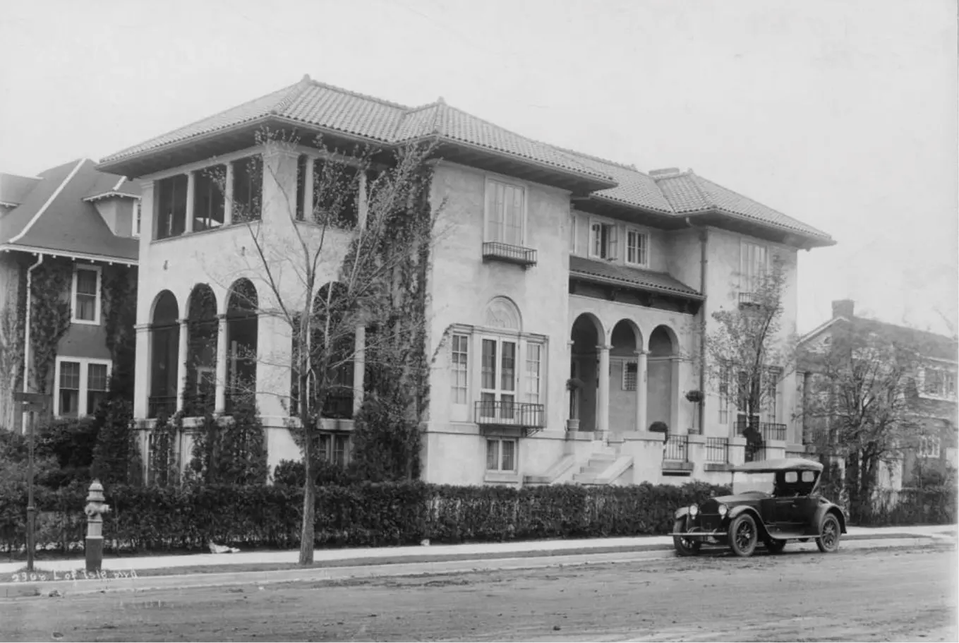 Historic home exterior in the past